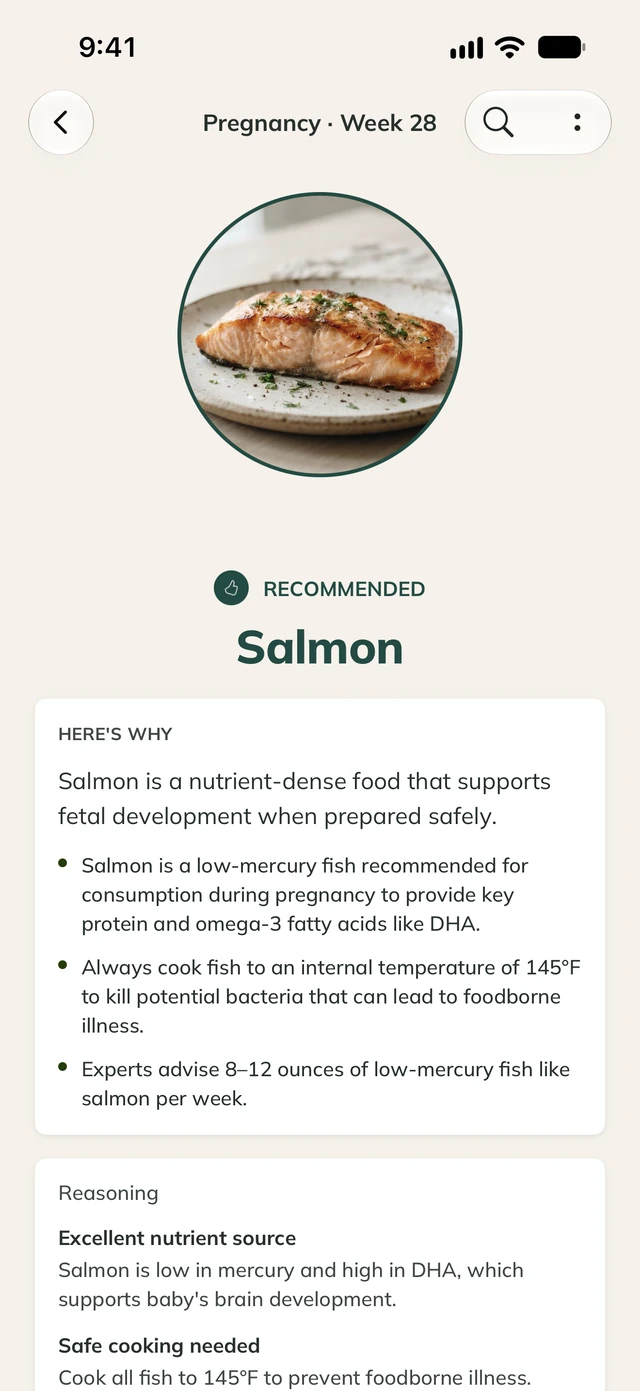 BellySafe salmon information in ProMom.